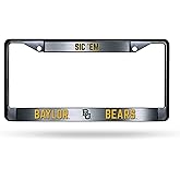 Baylor University Bears Premium Black Long Lasting Zinc Alloy NCAA License Plate Frame – 2 Screw Tag Holder with Highlighted Team Pride and Team Cheer - Complements Any Color of Truck, SUV, Car