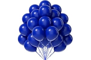 FOTIOMRG Royal Blue Balloons 12 inch, 50 Pack Royal Blue Latex Party Balloons Helium Quality for Birthday Graduation Baby Shower Baseball Nautical Wedding Party Decorations (with Blue Ribbon)