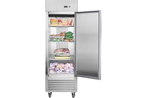 ELOMBR 27" Commercial Freezer, 19 Cu.Ft Upright Freezer with 1 Solid Door, Stainless Steel Reach-in Freezer, -8℉ ~ -2℉, Fan Cooling Freezer with 3 Shelves for Restaurant Bar Garage, ETL and DOE Approved