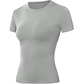 Moozava Women's Compression Shirt Short Sleeve Workout Tops Athletic T-Shirts Base Layer for Gym Running Yoga Sports
