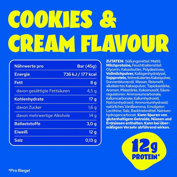 ahead Protein Riegel | Mix Box | 12 x 45g Extra softer Protein Riegel mit cremigem Kern | Low Carb Eiweißriegel ohne Zuckerzusatz & ohne Palmöl 6