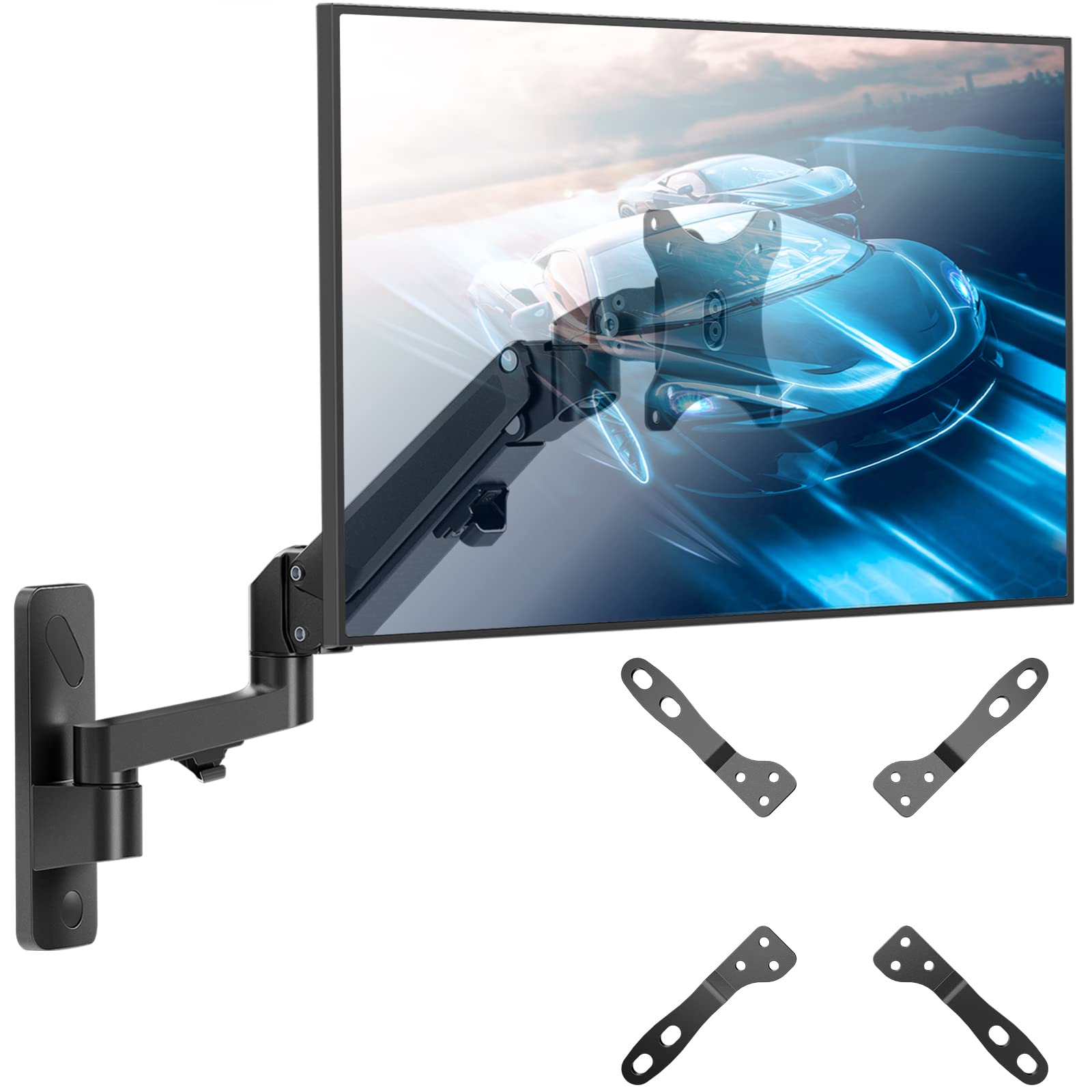 WALI Single Monitor Wall Mount, Computer Wall Mount Monitor Arm Holds up to 19.8lbs, Heavy Duty Gas Spring Single Arm Screen up to 35 Inch, Fully Adjustable Computer Stand (GSWM001XL), Black