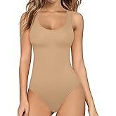MANGOPOP Women's Tank Top Bodysuit Scoop Neck Sleeveless Body Suits Sexy U-Back Backless Going Out Tops