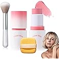 Cream Blush Stick with Brush and Makeup Sponge,Waterproof Multi Cream Makeup Stick,Lightweight,Long-lasting,2 in 1 Multi Blush for Cheeks & Lip Tint & Eyeshadow J