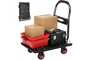 Dulcii Folding Hand Truck with 330lbs Weight Capacity,Heavy Duty Sack Truck with Handle & 4 Wheels,Foldable Platform Truck fo