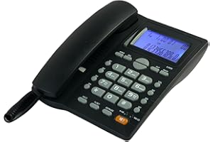 Corded Caller ID Telephone, TelPal Landline Home Phones with Blue Backlight & Speaker, Hands Free Analog Hotel Office Telephone Set, Desktop Speed Memory Dial Telephones for Seniors (Black)