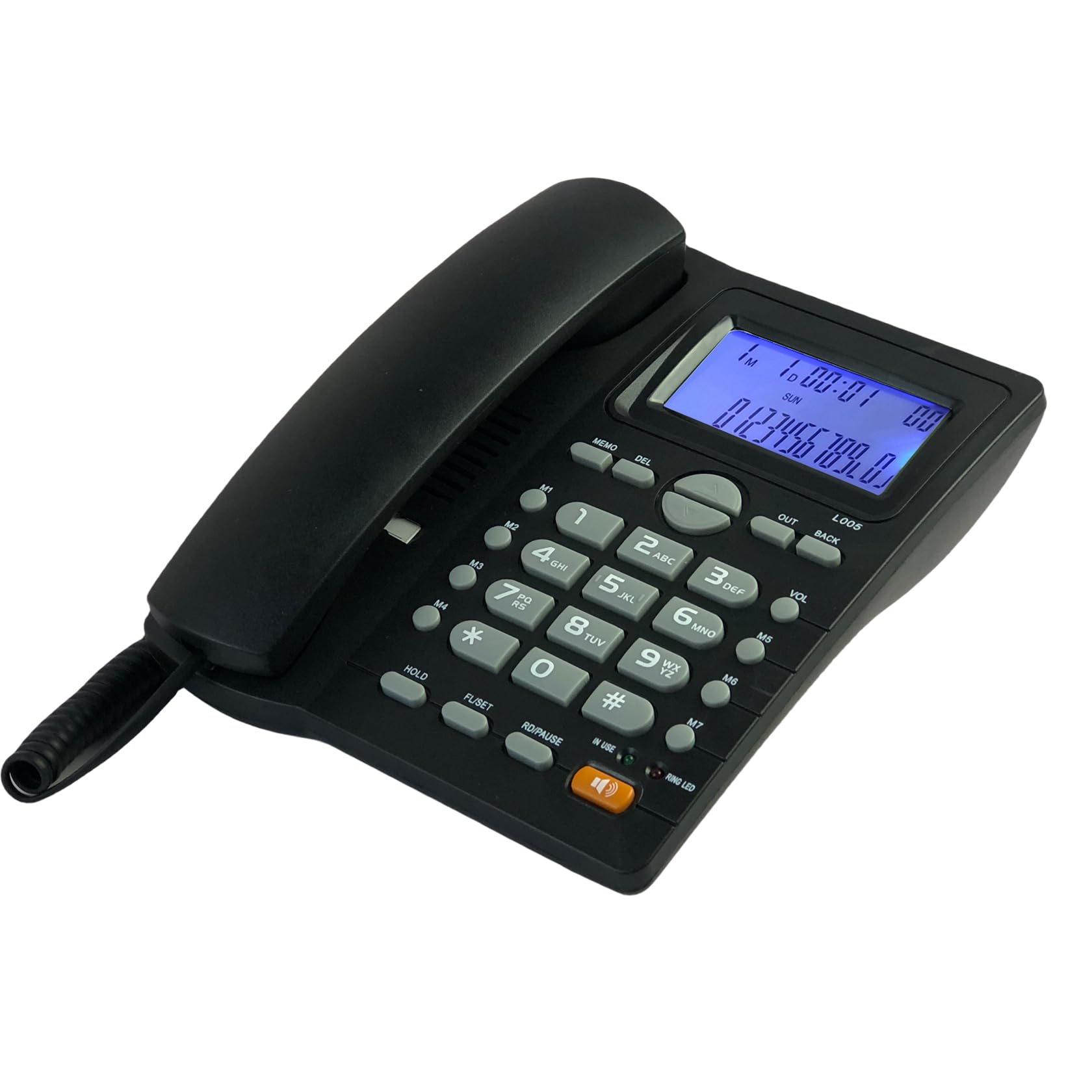 Photo 1 of Corded Caller ID Telephone, TelPal Landline Home Phones with Blue Backlight & Speaker, Hands Free Analog Hotel Office Telephone Set, Desktop Speed Memory Dial Telephones for Seniors (Black)