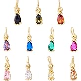 Pandahall Real 18K Gold Plated Gold Dangle Micro Pave Cubic Zirconia Pendant Hear Rectangle Shape for Jewelry Making Bracelets Bulk