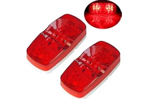 NEW SUN 2 Pcs Red Trailer RV Side Marker LED Light, Bullseye/TigerEye/Double Bubble Clearance Light 10 Led, 12V 4x2 Rectangul