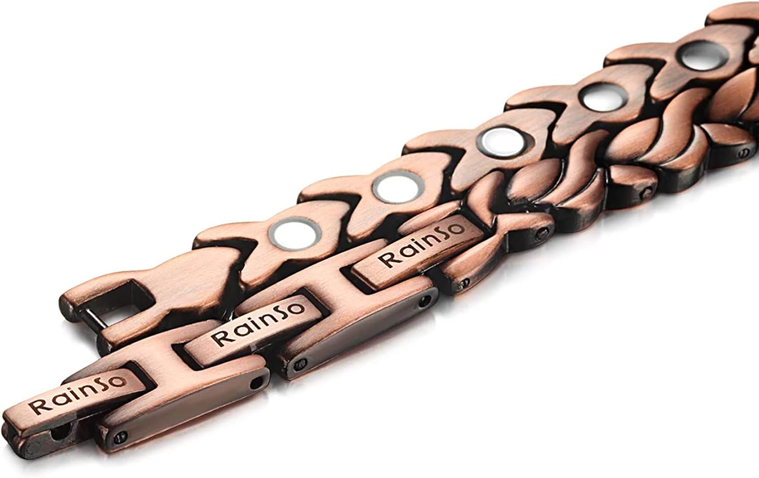 RainSo Womens Pure Copper Bracelets Wristband With 3 Buckle - Image 5