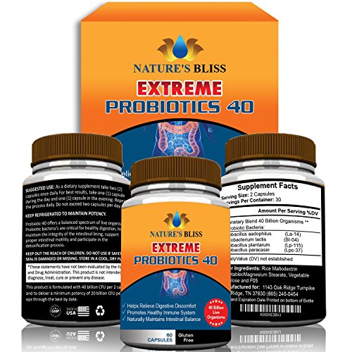★ EXTREME Probiotics 40 Billion CFU ★ Better Digestive & Immune System Health ★ Increase Energy & Regular Bowel Movements ★ 60 Capsules All Natural Formula