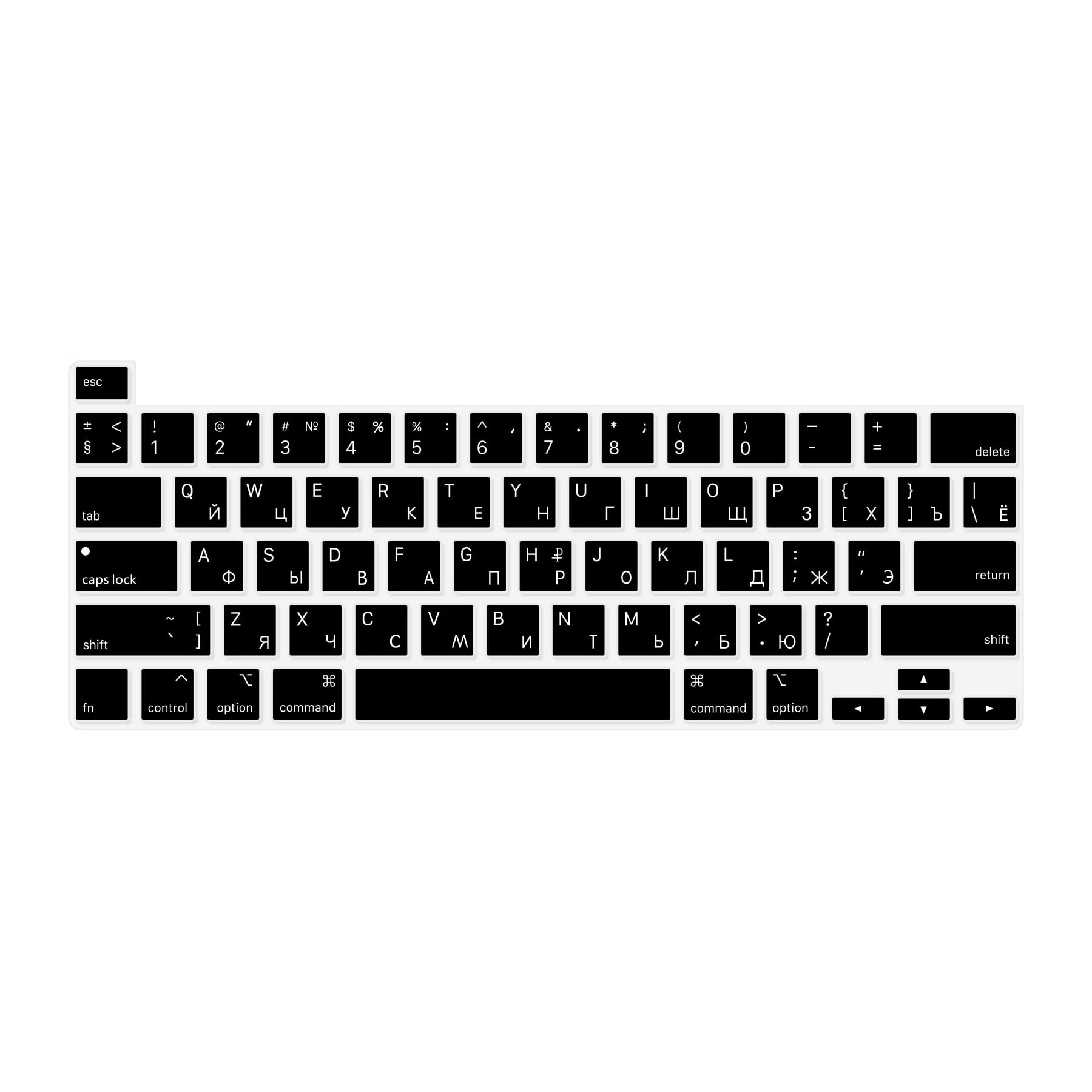 MiNGFi Silicone Russian Keyboard Cover for MacBook Pro 13" M1/M2 A2338 (2020–2023), A2289 (2020), A2251 (2020–2021), Pro 16" A2141 (2019–2021) US/ANSI Layout - Black