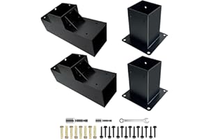 DEVALLEY 3-Way Pergola Bracket Kits,T-Shaped Brackets & Post Achors for 4 x 4 (Actual:3.5" x 3.5") Lumber,Metal Gazebo kit for Outdoor Patio Pergola,Log Cabin W/Hardware (4 Pack)