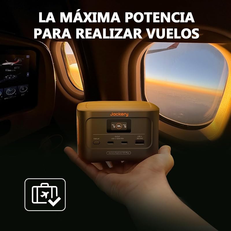 Jackery Explorer 100 Plus Mini Central Elétrica Portátil, 99Wh/31000mAh Sofreu LiFeP04 Bateria, 3 USB-A/C 128W Portas MAX Output, Palm Size para Viagens de Negócios, Excursões
