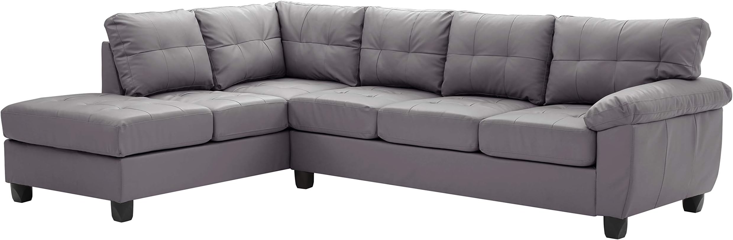 Glory Furniture Gallant Sectional, Gray. Living Room Furniture, 32" H x 111" W x 78" D