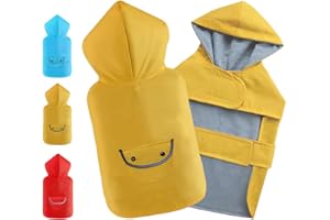 BECNBEAU Dog Raincoat Waterproof Pet Clothes Rain Jacket Poncho Rainwear Hooded Double Layer Warm Lining Leash Hole Adjustable Small Medium Dogs,Reflective Pocket Yellow,XXL