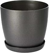 B2C Flower Pots 9.5 cm to 30 cm with Saucer Tray Matt Plastic Planter Black view 1