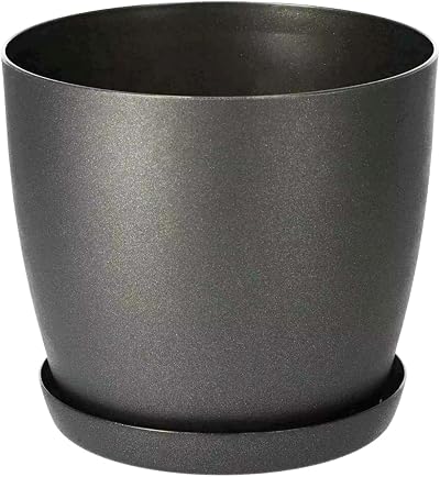 B2C Flower Pots 9.5 cm to 30 cm with Saucer Tray Matt Plastic Planter Black
