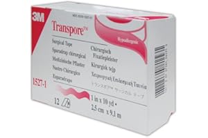 3M 30707387065950 Transpore Surgical Tape, 1" x 10 yd., Clear (Pack of 12)