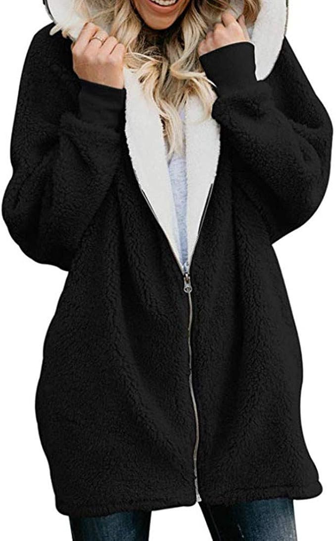 zip up fluffy hoodie