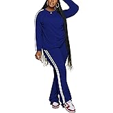 Aomice Women 2 Piece Outfits Crewneck Long Sleeve Tops and Flare Pants Lounge Sets Tracksuits
