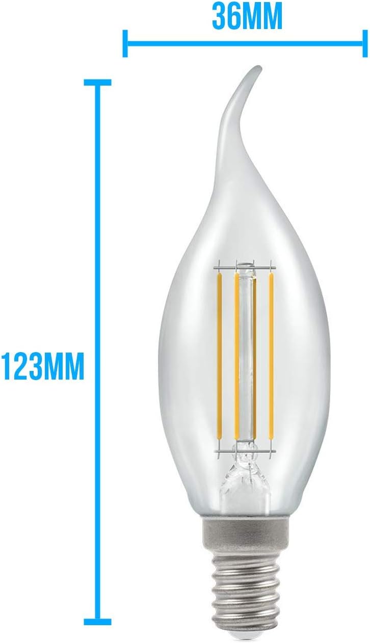 Crompton E14 LED Bent-Tip Filament Candle Bulbs 5 Watts Dimmable 470LM / 40W Incandescent Equivalent C35 Small Edison Screw (SES-E14) Candle Light Bulbs Warm White 2700K - Image 5