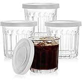 MedoouHait Glass Cups with Lids, 14oz Drinking Glasses, Glassware Set of 4, Glass Tumblers, Food Storage Jars