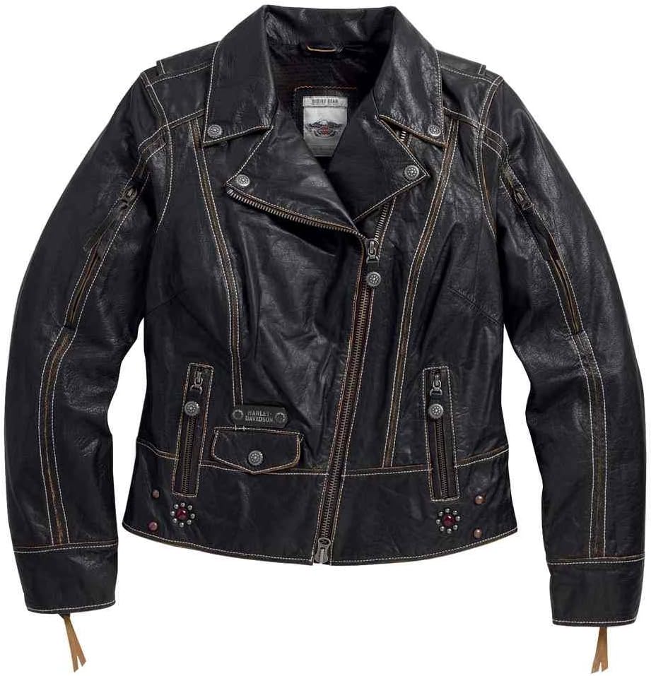 Harley-Davidson Panorama de la mujer Biker chamarra de piel, Negro