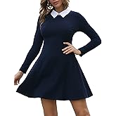 Aphratti Women's Long Sleeve Fall Dresses 2025 Casual Peter Pan Collar A Line Fit and Flare Skater Goth Dress