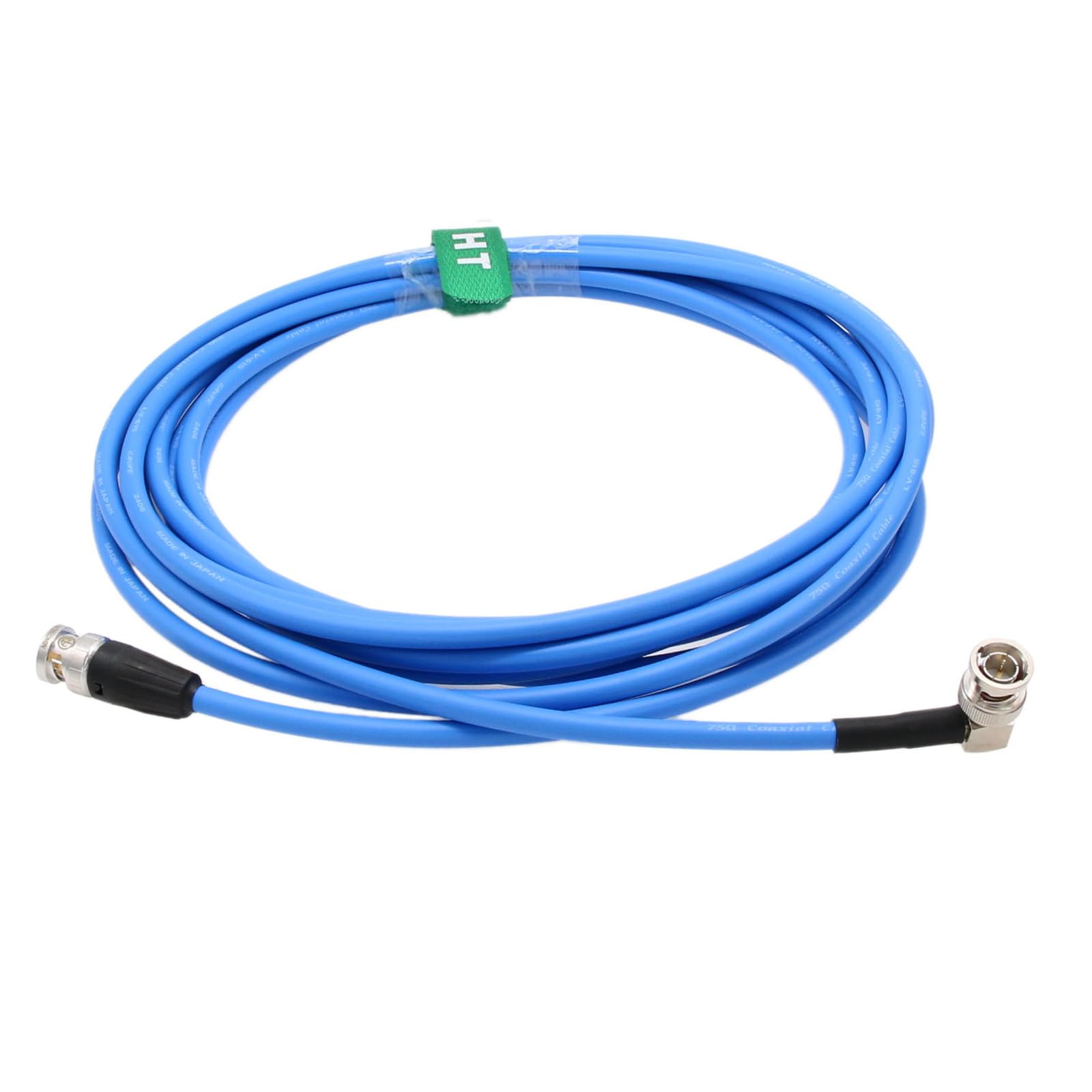 HangTon 12G 4K Raw SDI Coaxial Video Cable BNC to BNC Canare LV-61S 75 ohm for Sony FS7 FX9 FX6 ARRI Camera Monitor Flexible Shielded 1.5M Blue Right Angle to Straight