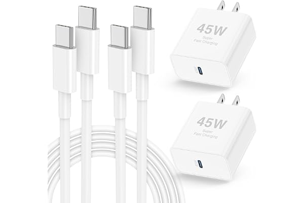 𝟐𝐏𝐚𝐜𝐤 𝟰𝟱𝗪 iPhone 17 16 15 Fast Charger,USB C Charging Block and 10ft Type C to C Cable Cord Long for Apple iPhone 17 Pro Max/17 Air/16 Pro/15 Plus/iPad/mini, Wall Plug Power Adapter Cube Brick