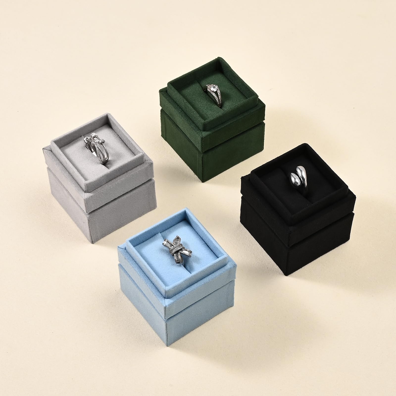 Oirlv Ring Gift Box with Lid Magnetic Boxes for Wedding Proposal Gift Birthday Present with Card(Blue)