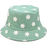 Lrastok Bucket Hat for Women Men, Cotton Reversible Double Side Wear Sun Hats Beach Fisherman Hat
