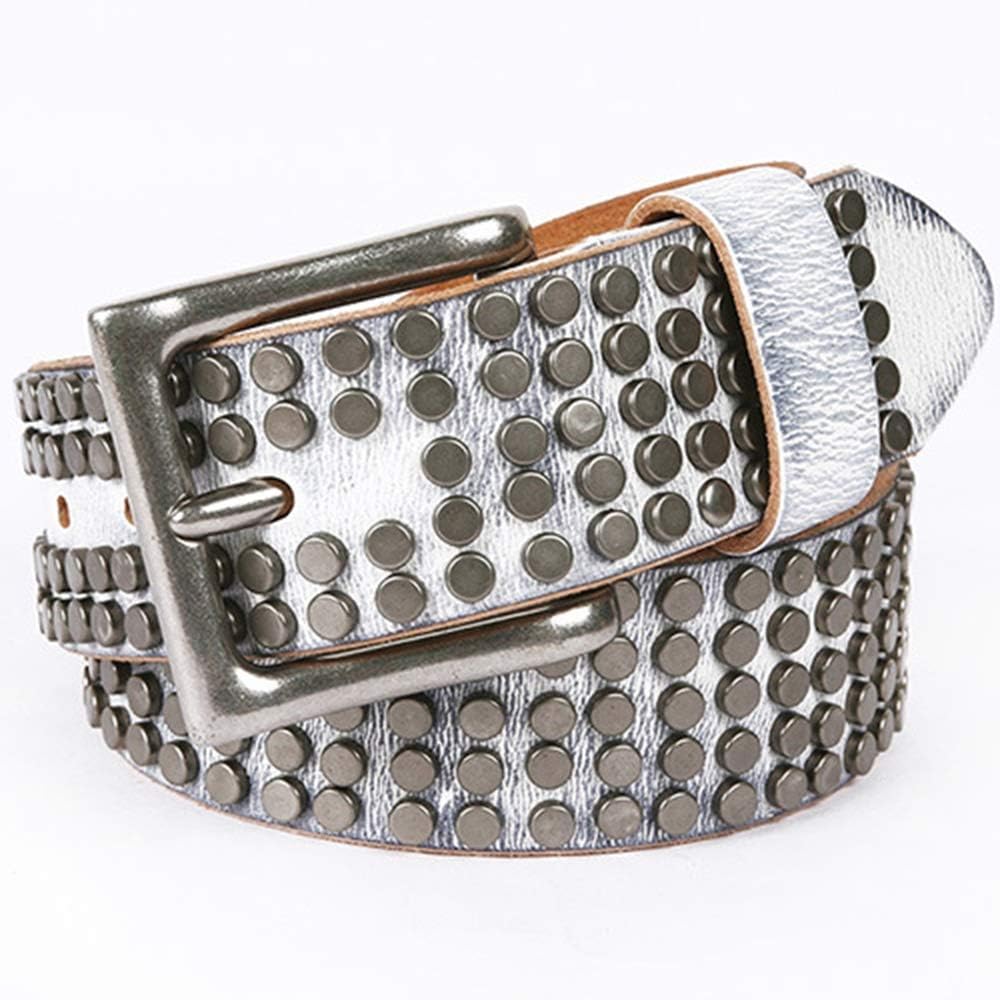 KXYF Studded Belt Unisex Rivet Belt Fashion Rivet Belt with 5 Rows Small Rivet Belt High