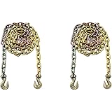 2 Grade 70 3/8" x 20' Transport Chains with Grab Hooks On Ends
