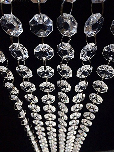 HOHIYA Crystal Clear Acrylic Garland Hanging Bead Chandelier Curtain Wedding Centerpieces Party Decorations(Clear,pack of 30FT)