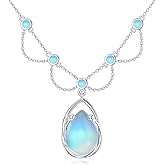 PYTALI Sterling Silver Women's Pear Moonstone Pendant Necklace Moonstone Gemstone Dangle Necklace for Women Pendant Jewelry Birthday Gift Valentine's Day Christmas