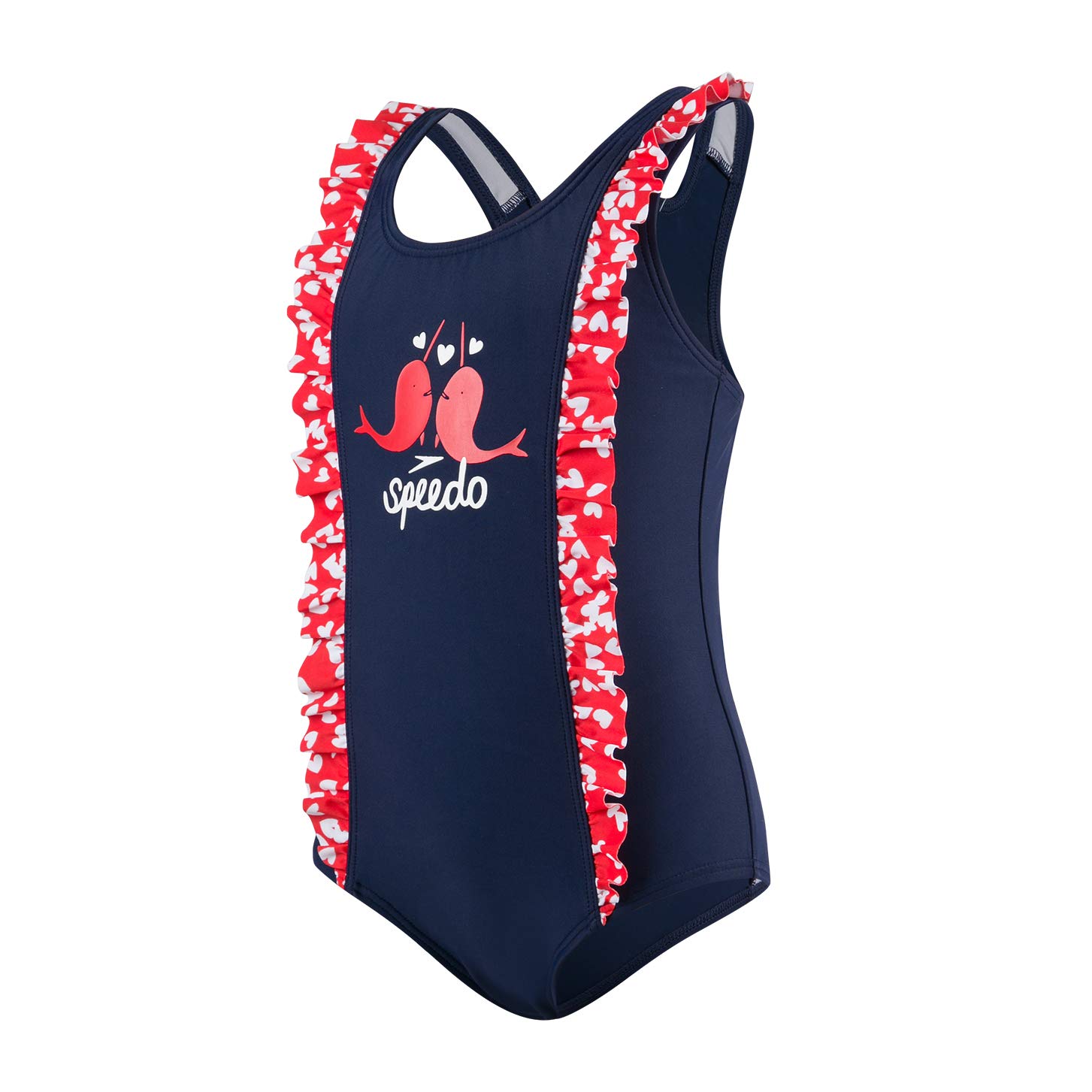 Speedo Baby SplashMaster Frill Swimsuit - Splash master Navy/Risk Red, 6-9 Months