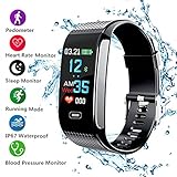 2018 New Updated Fitness Tracker with Pedometer Heart Rate Monitor Calories Burned Smart Bracelet Bluetooth IP67 Waterproof Color Screen for Android and iOS iPhone Kids Men Women