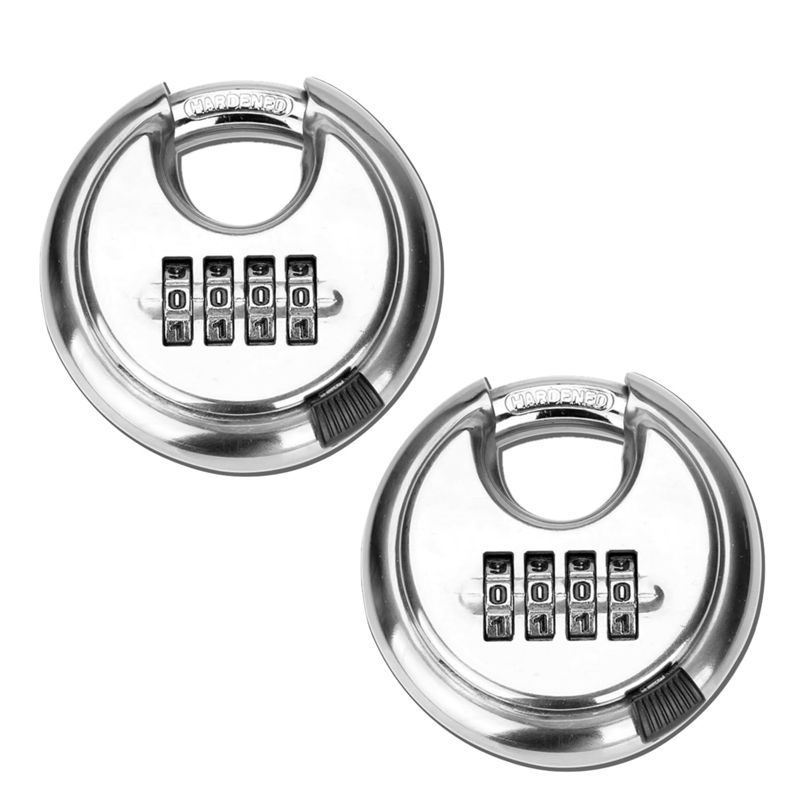 YOYIAG 2 Pack Waterproof Disc Padlock: Heavy Duty Combination Lock With 4 Digit Code for Gate Chain, Home, Outdoor, Gates, Locker - Stainless Steel