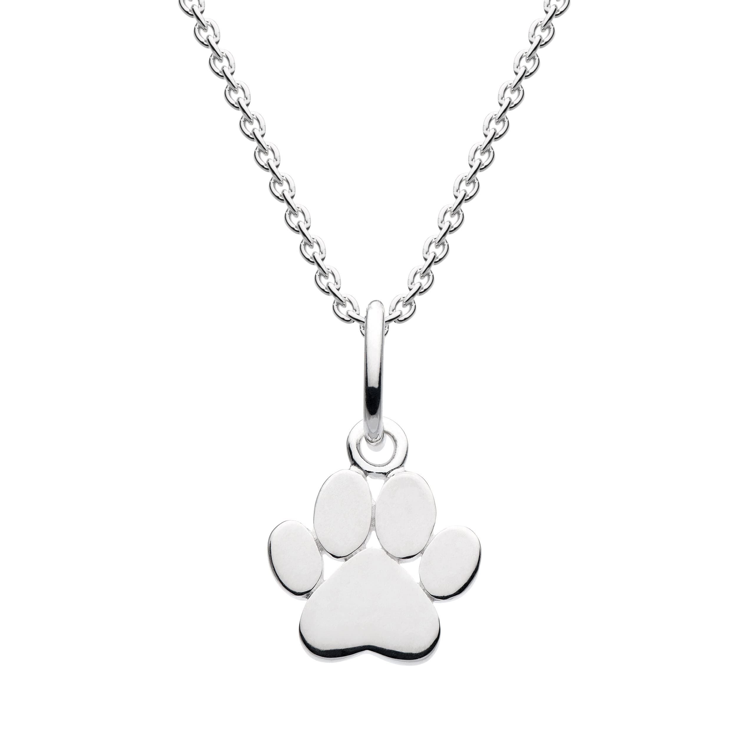 Dew Paw Print Pendant 18" Necklace – Sterling Silver, Cute and Fun Animal Themed Jewellery