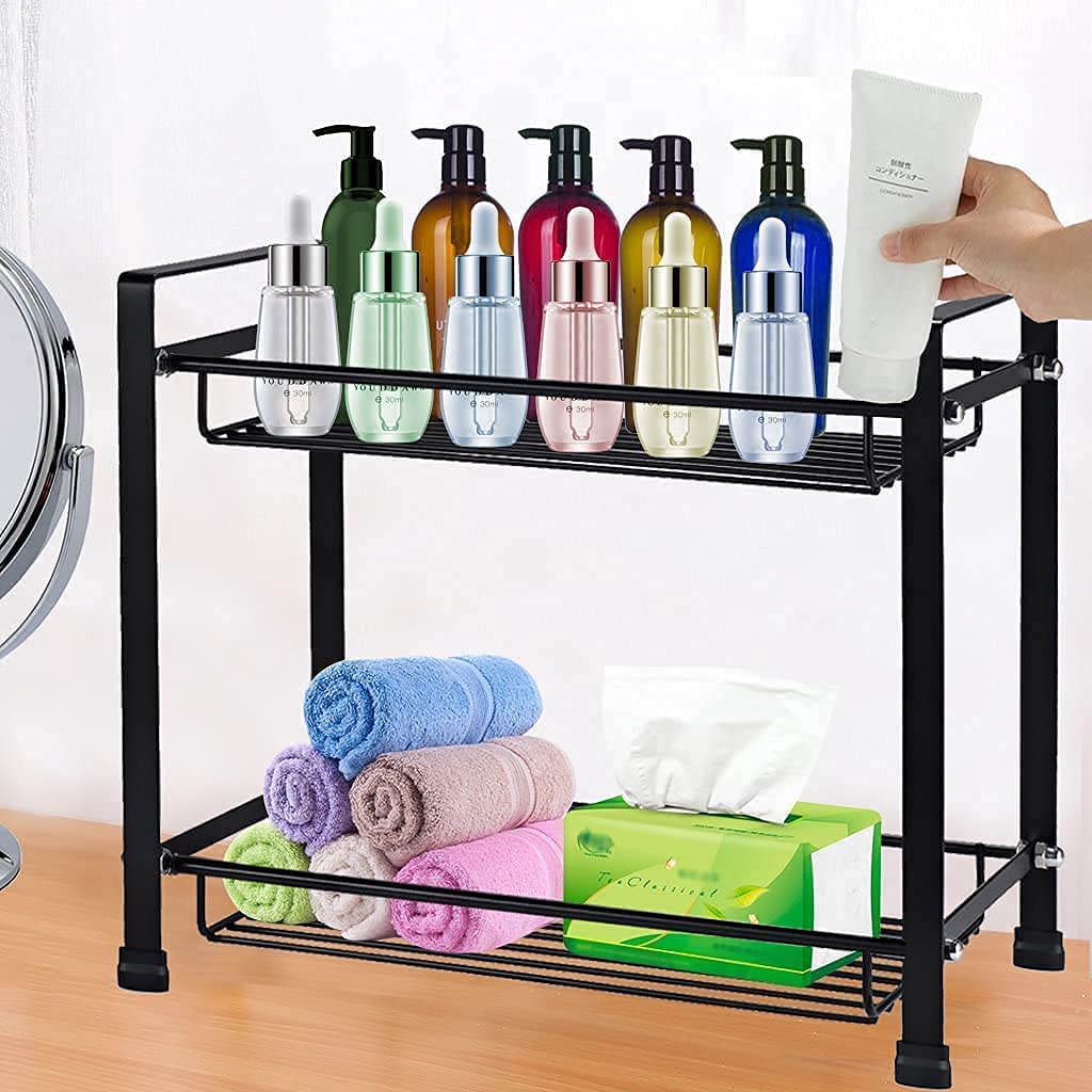 ANGOSUFI Bathroom Counter Organizer, 2 Tier Counter Bathroom Storage, Spice Rack Organizer for