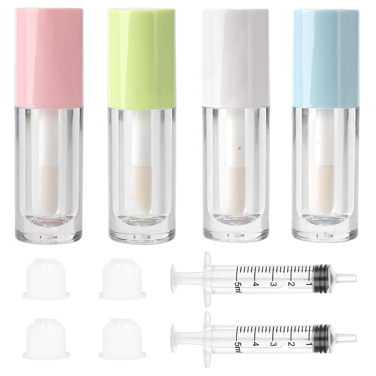 Photo 1 of Qeuly 4 Piece Lip Gloss Tubes, 6ml Empty Lip Gloss Tubes with Wand, Clear Plastic Lip Gloss Containers for Skin Care Oil DIY Makeup Lipgloss Making Kit (D25xH86mm)