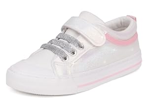 Toandon Toddler Kids Sneakers Glitter Walking Shoes with Hoop and Loop Age 1.5-7