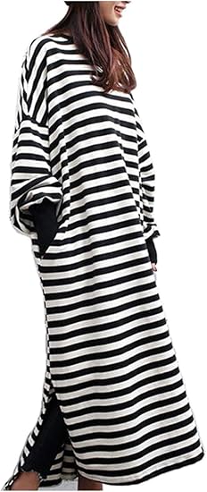 Amazon エンジェルムーン チュニック 体型カバー ロングtシャツワンピース レディース 長袖 スリット ゆったり 大きめ ワンピース チュニック 通販