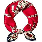 ANDANTINO 100% Pure Mulberry Silk Small Square Scarves -21'' x 21''- Digital Printed Neckerchief –Women Men Lightweight Scarf