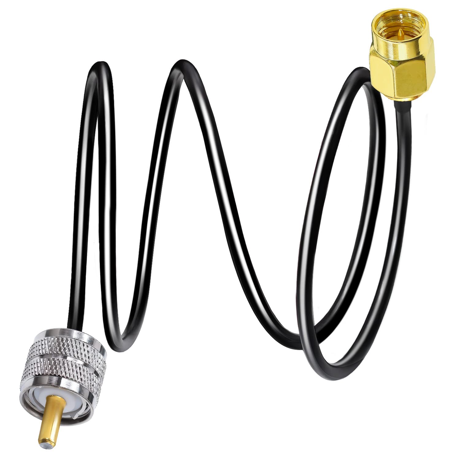 SMA to UHF Extension Cable RG58 3.3ft(1M) TUOLNK SMA Male to SO239 PL259 WiFi Antenna Pigtail Cable PL-259 RF Coax Assembly Cable for CB Radio Ham Radio, Black