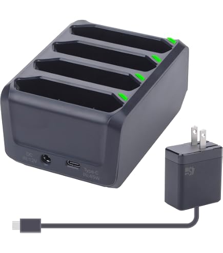 TZRONG 4-Slot Battery Charging Cradle Kit For Zebra TC51/TC52/TC56/TC57/TC510/TC52X – Compatible With BT-000314 Battery, AC Adapter Included