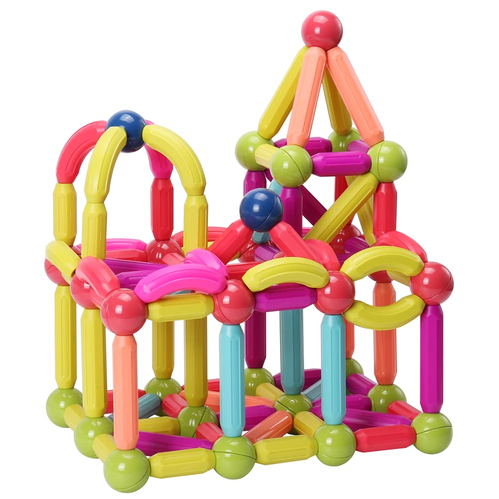 Magnetic Rods Set，Magnet Building Sticks Set, Building Blocks Tiles, STEM Stacking Toys for Kid Age 3+ (multicolour-42PCS)