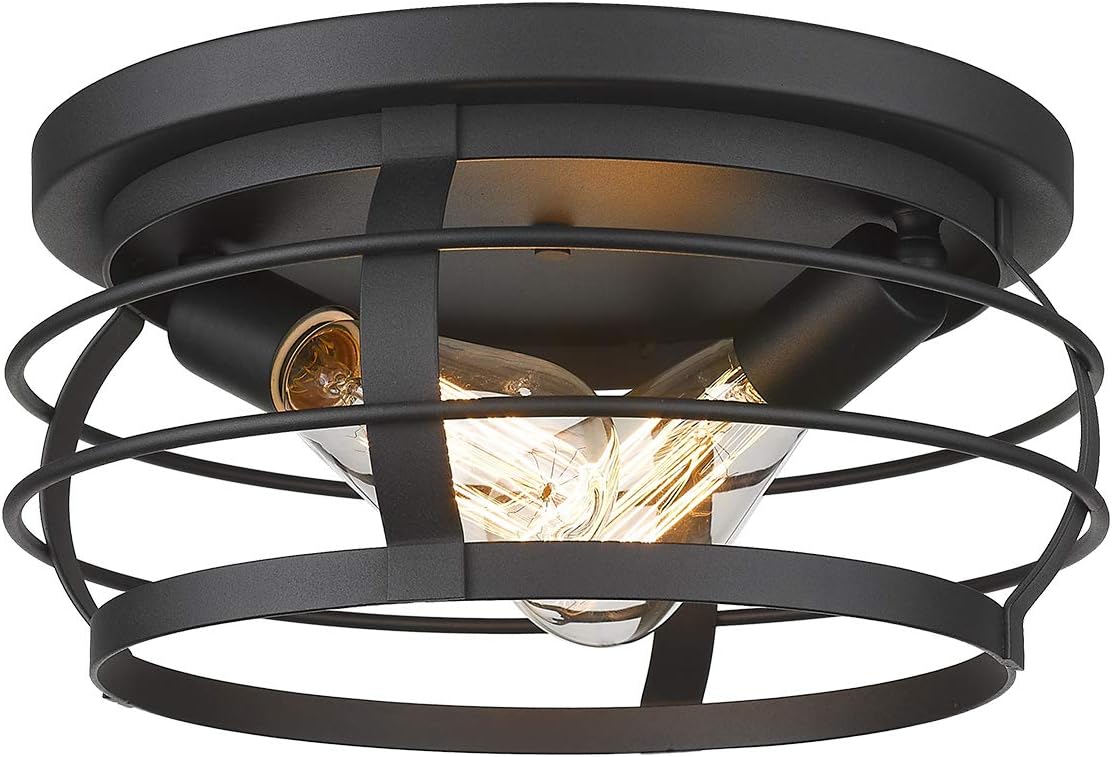 FEMILA Industrial Flush Mount Ceiling Light, 12inch Farmhouse Metal Cage Close to Ceiling Lighting Fixture, Black Finish, 4FD21-F BK - - 